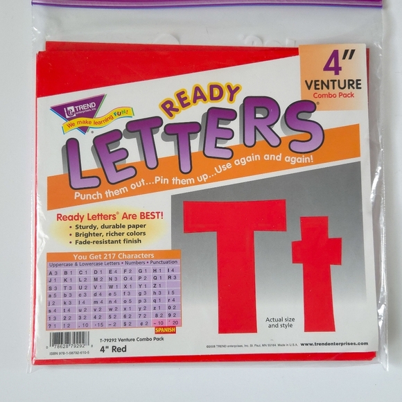 Trend Enterprises Red 4" Teacher Bulletin Board Ready Letters & Metallic Border - Picture 4 of 7